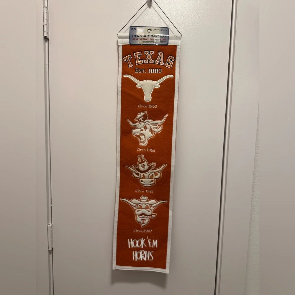 Texas Longhorns Heritage Banner Wool Retro Banner 8x30 NWT